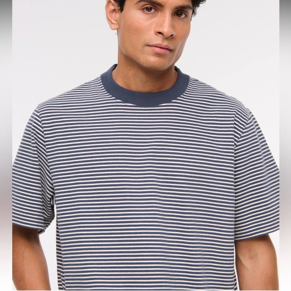 Abercrombie & Fitch Greenand White Striped Tee
